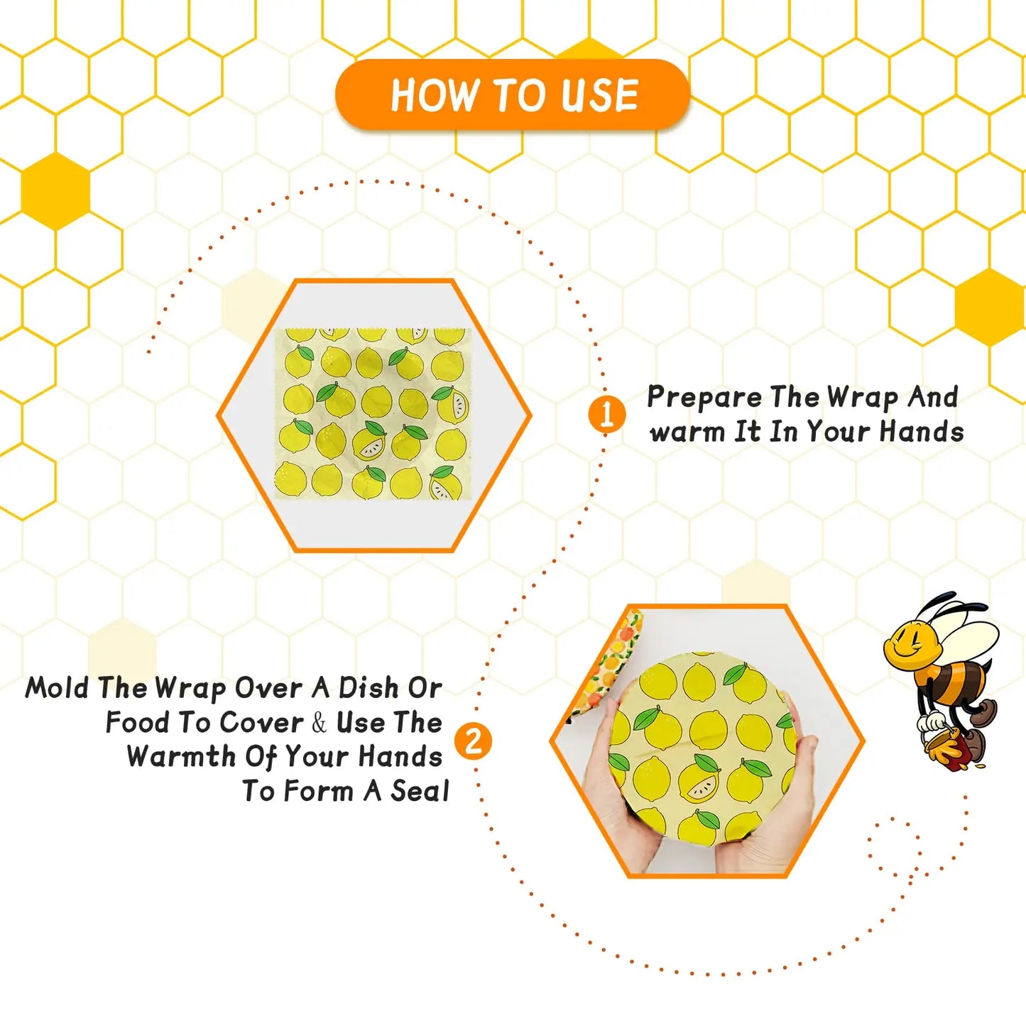 Set de 3 Envolturas Reutilizables de Cera de Abeja – Algodón Orgánico