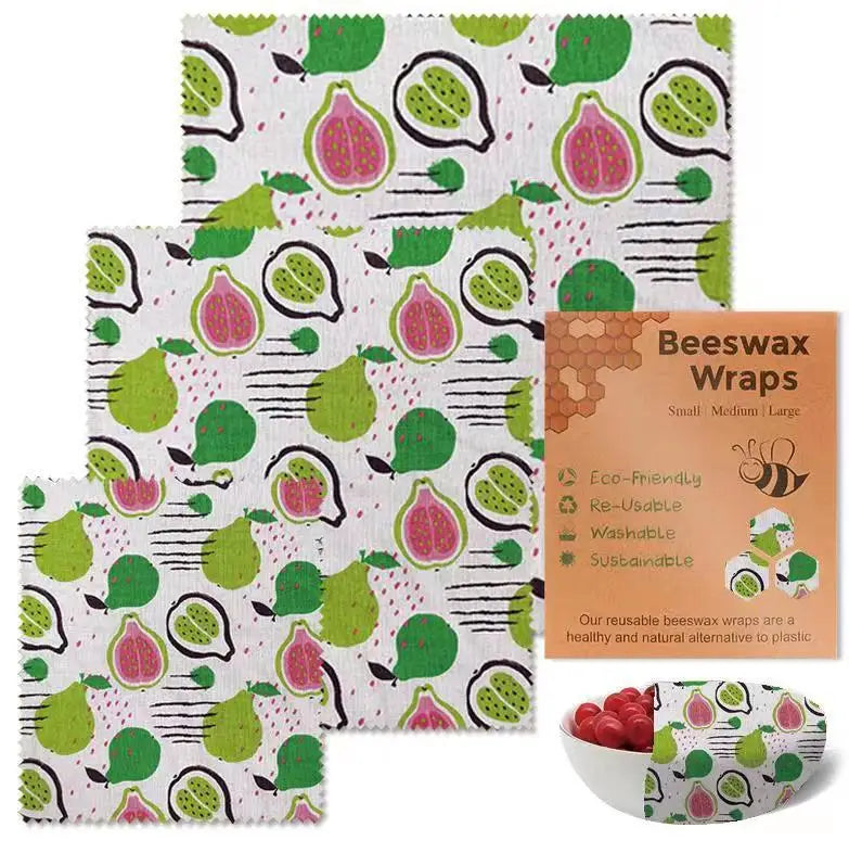 Set de 3 Envolturas Reutilizables de Cera de Abeja – Algodón Orgánico
