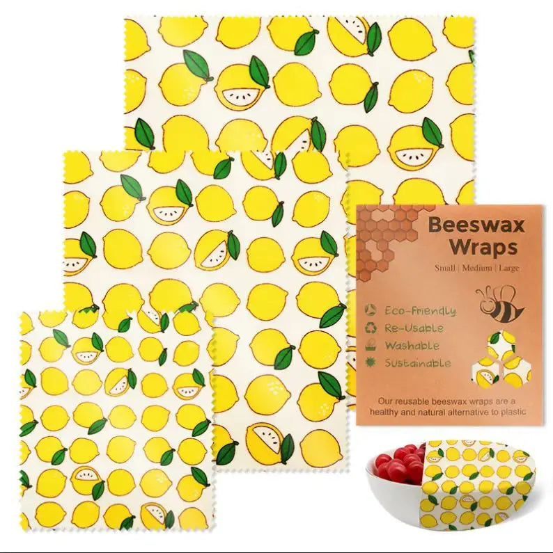 Set de 3 Envolturas Reutilizables de Cera de Abeja – Algodón Orgánico
