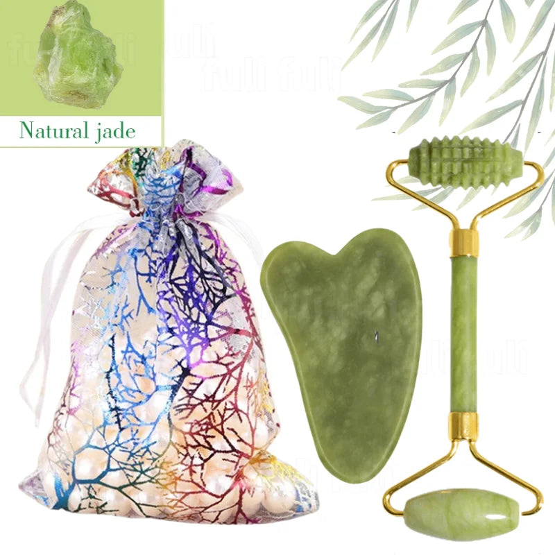 Rodillo Facial de Jade + Gua Sha – Masajeador Natura