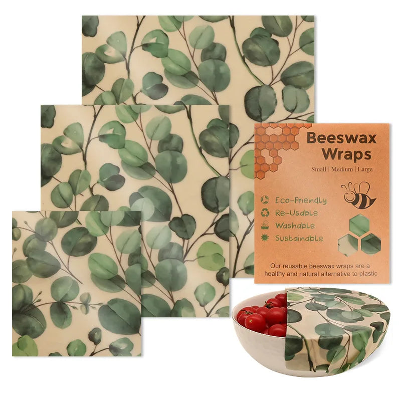Set de 3 Envolturas Reutilizables de Cera de Abeja – Algodón Orgánico