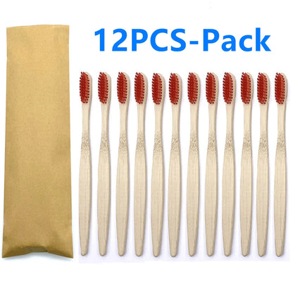 Set x12 Cepillos de Bambú Eco Friendly con Cerdas Suaves de Carbón – Colores Surtidos