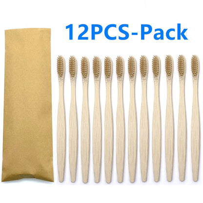 Set x12 Cepillos de Bambú Eco Friendly con Cerdas Suaves de Carbón – Colores Surtidos