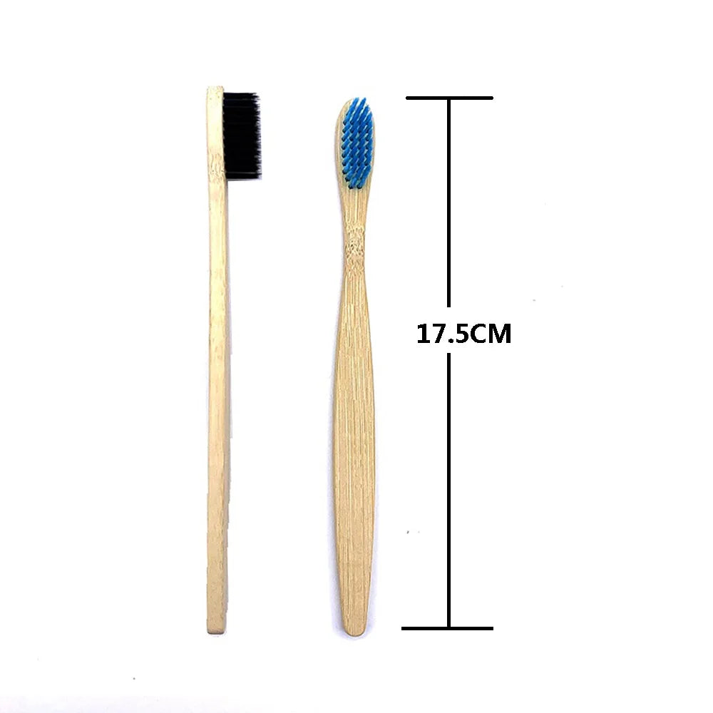 Set x12 Cepillos de Bambú Eco Friendly con Cerdas Suaves de Carbón – Colores Surtidos