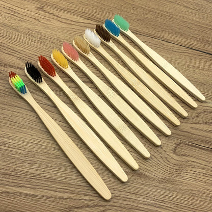 Set x12 Cepillos de Bambú Eco Friendly con Cerdas Suaves de Carbón – Colores Surtidos