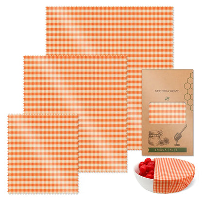 Set de 3 Envolturas Reutilizables de Cera de Abeja – Algodón Orgánico