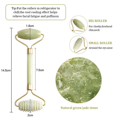Rodillo Facial de Jade + Gua Sha – Masajeador Natura