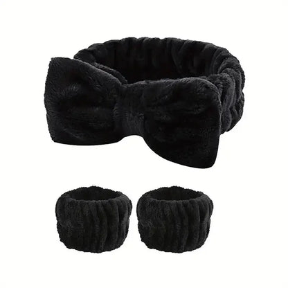 Set 3pcs Cinta y Muñequeras de Microfibra para Baño, Maquillaje o Fitness