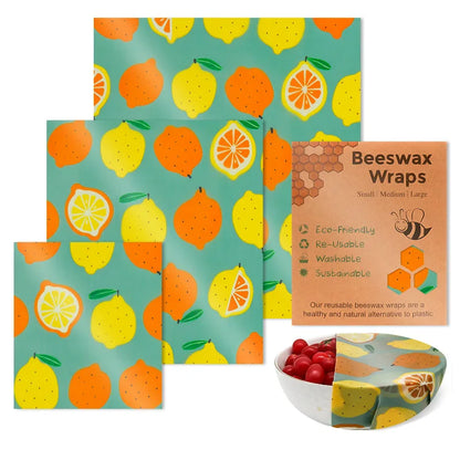 Set de 3 Envolturas Reutilizables de Cera de Abeja – Algodón Orgánico