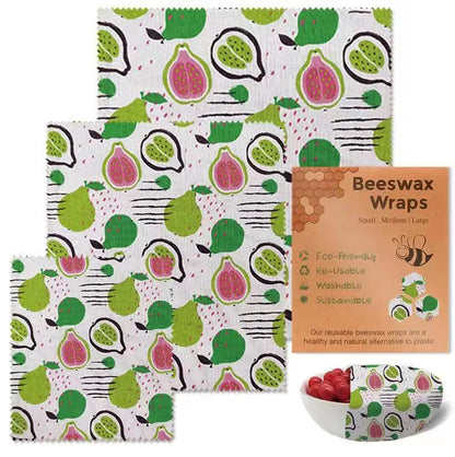 Set de 3 Envolturas Reutilizables de Cera de Abeja – Algodón Orgánico