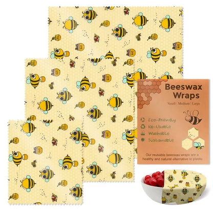 Set de 3 Envolturas Reutilizables de Cera de Abeja – Algodón Orgánico