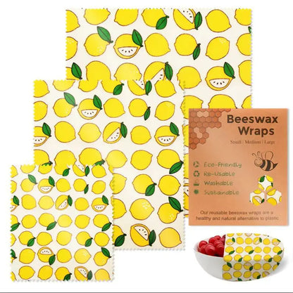Set de 3 Envolturas Reutilizables de Cera de Abeja – Algodón Orgánico