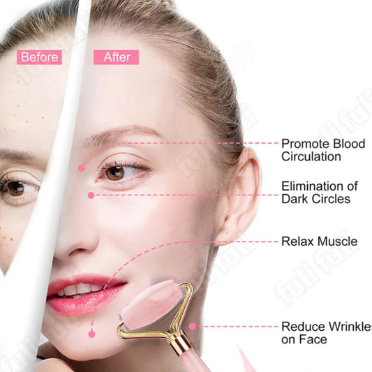 Rodillo Facial de Jade + Gua Sha – Masajeador Natura