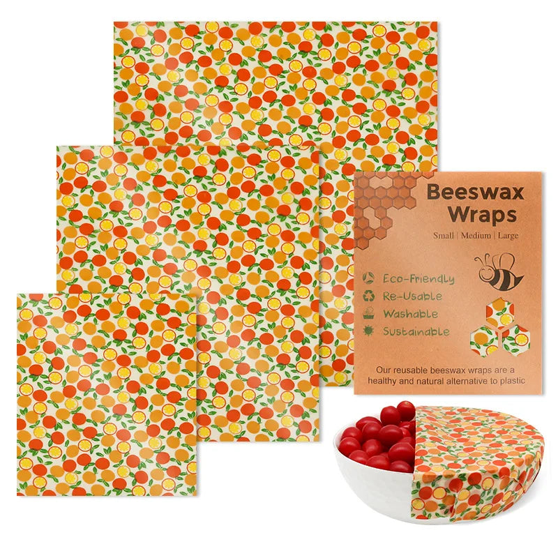 Set de 3 Envolturas Reutilizables de Cera de Abeja – Algodón Orgánico