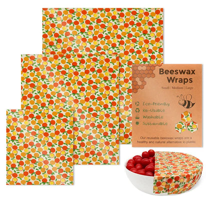 Set de 3 Envolturas Reutilizables de Cera de Abeja – Algodón Orgánico