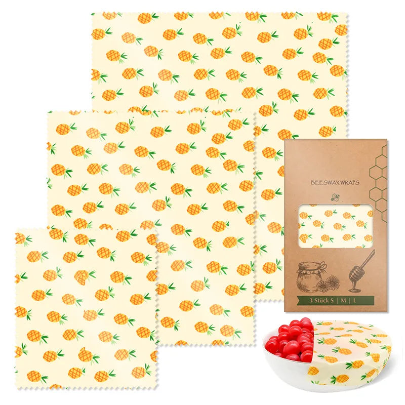 Set de 3 Envolturas Reutilizables de Cera de Abeja – Algodón Orgánico