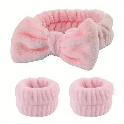 Set 3pcs Cinta y Muñequeras de Microfibra para Baño, Maquillaje o Fitness
