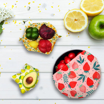 Set de 3 Envolturas Reutilizables de Cera de Abeja – Algodón Orgánico