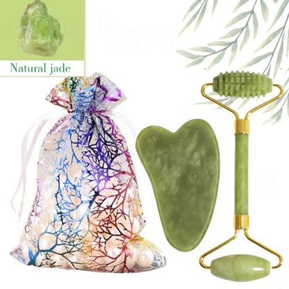 Rodillo Facial de Jade + Gua Sha – Masajeador Natura