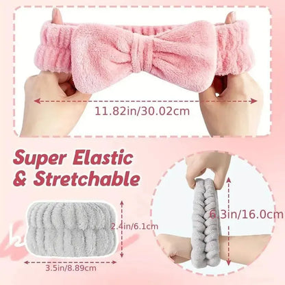 Set 3pcs Cinta y Muñequeras de Microfibra para Baño, Maquillaje o Fitness