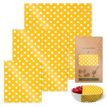Set de 3 Envolturas Reutilizables de Cera de Abeja – Algodón Orgánico