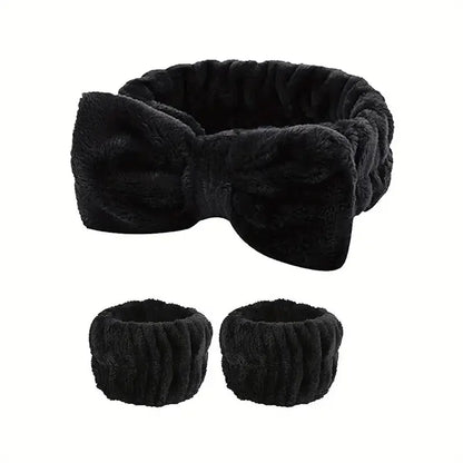 Set 3pcs Cinta y Muñequeras de Microfibra para Baño, Maquillaje o Fitness