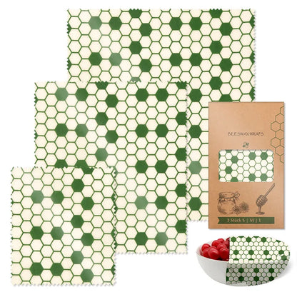 Set de 3 Envolturas Reutilizables de Cera de Abeja – Algodón Orgánico