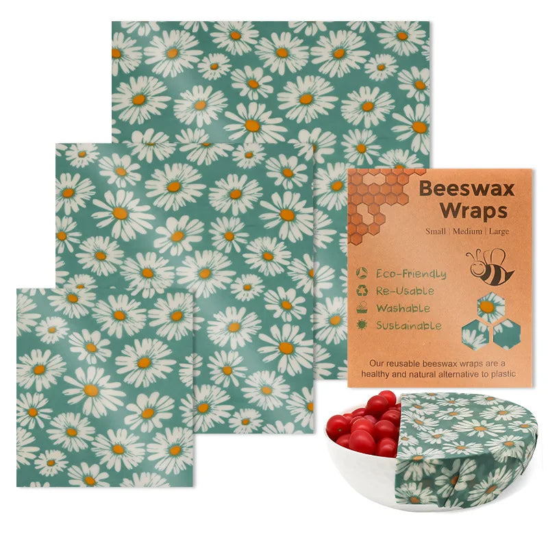 Set de 3 Envolturas Reutilizables de Cera de Abeja – Algodón Orgánico