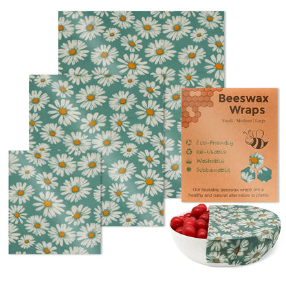 Set de 3 Envolturas Reutilizables de Cera de Abeja – Algodón Orgánico