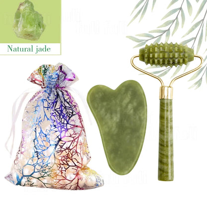 Rodillo Facial de Jade + Gua Sha – Masajeador Natura