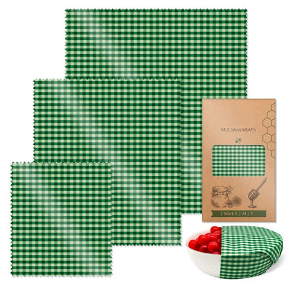 Set de 3 Envolturas Reutilizables de Cera de Abeja – Algodón Orgánico